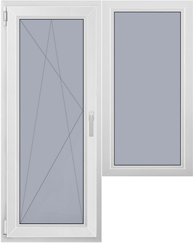 Балконный блок с одностворчатым глухим окном и поворотно-откидной дверью в доме серии ГМС-1